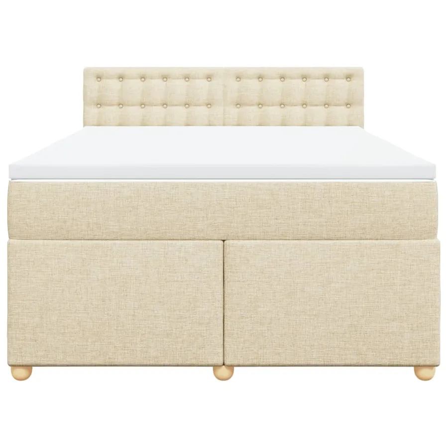 Sommier à lattes de lit avec matelas Crème 160x200 cm Tissu - 4