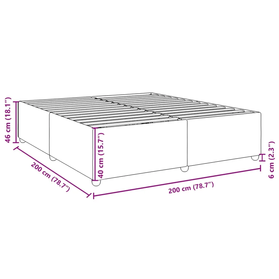 Cadre de lit sans matelas gris clair 200x200 cm tissu - 9