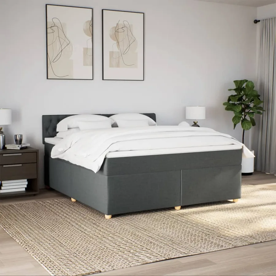 Sommier à lattes de lit avec matelas Gris foncé 180x200cm Tissu - 3