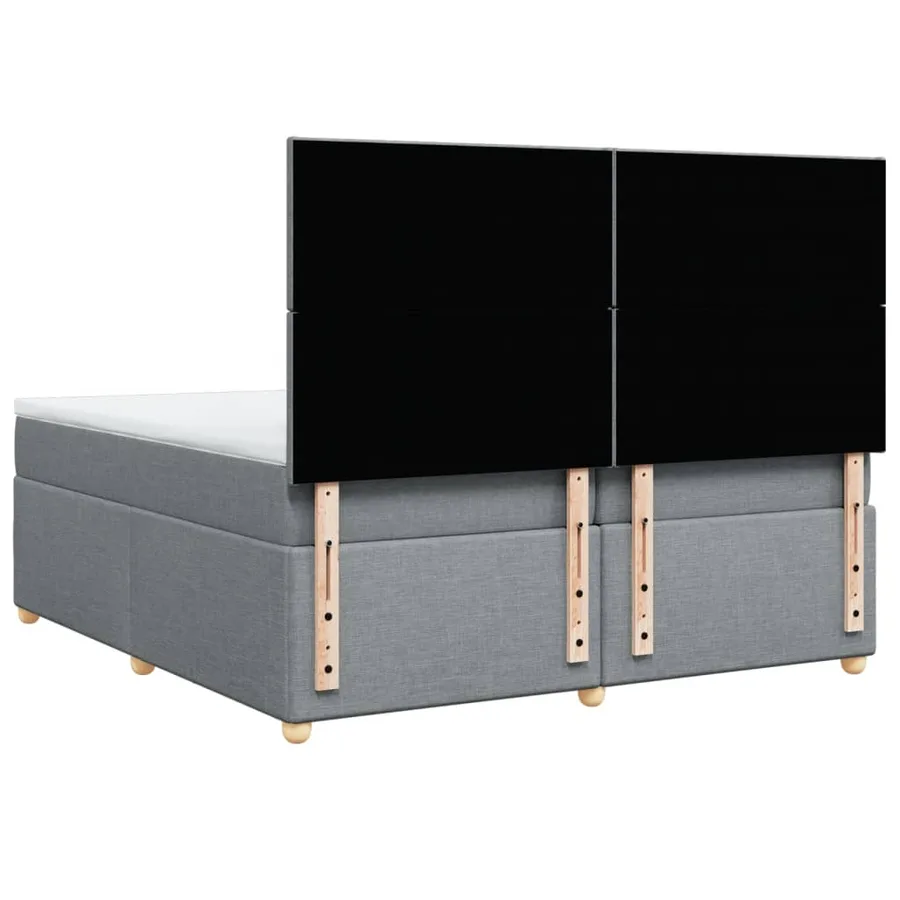 Sommier à lattes de lit avec matelas Gris clair 200x200cm Tissu - 6