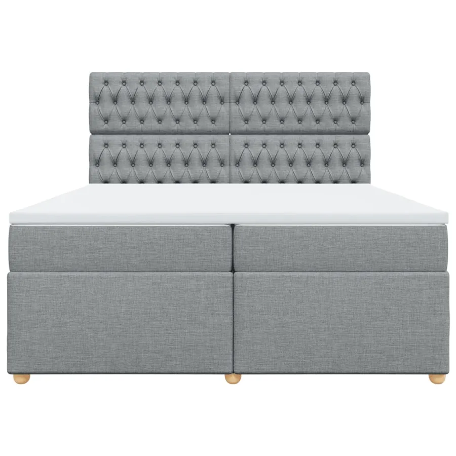 Sommier à lattes de lit avec matelas Gris clair 200x200cm Tissu - 4