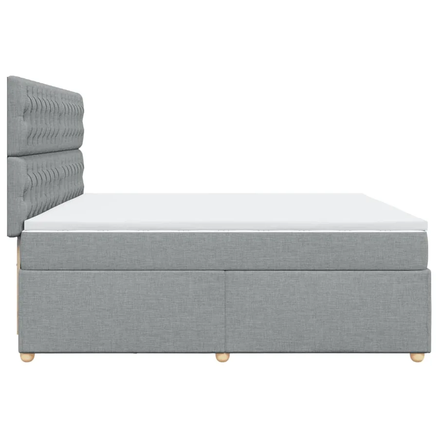 Sommier à lattes de lit avec matelas Gris clair 200x200cm Tissu - 5