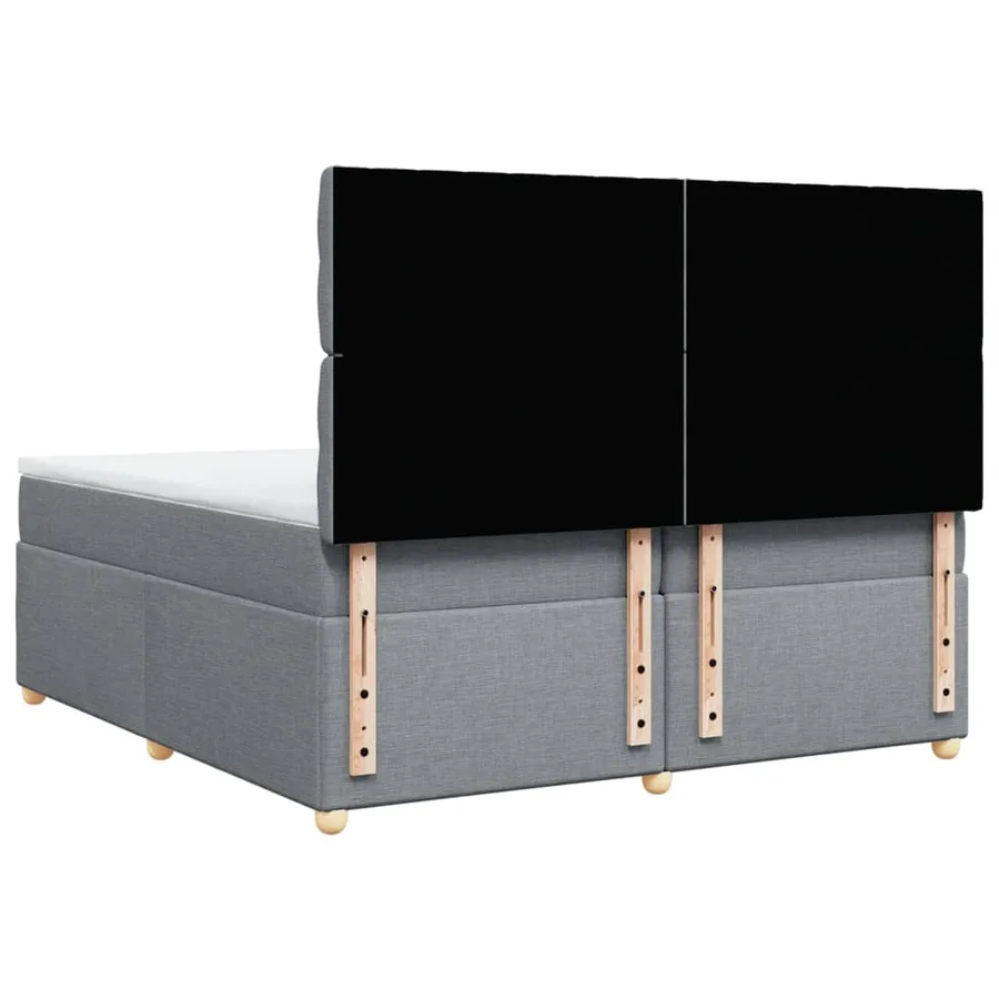 Sommier à lattes de lit avec matelas Gris clair 200x200cm Tissu - 6