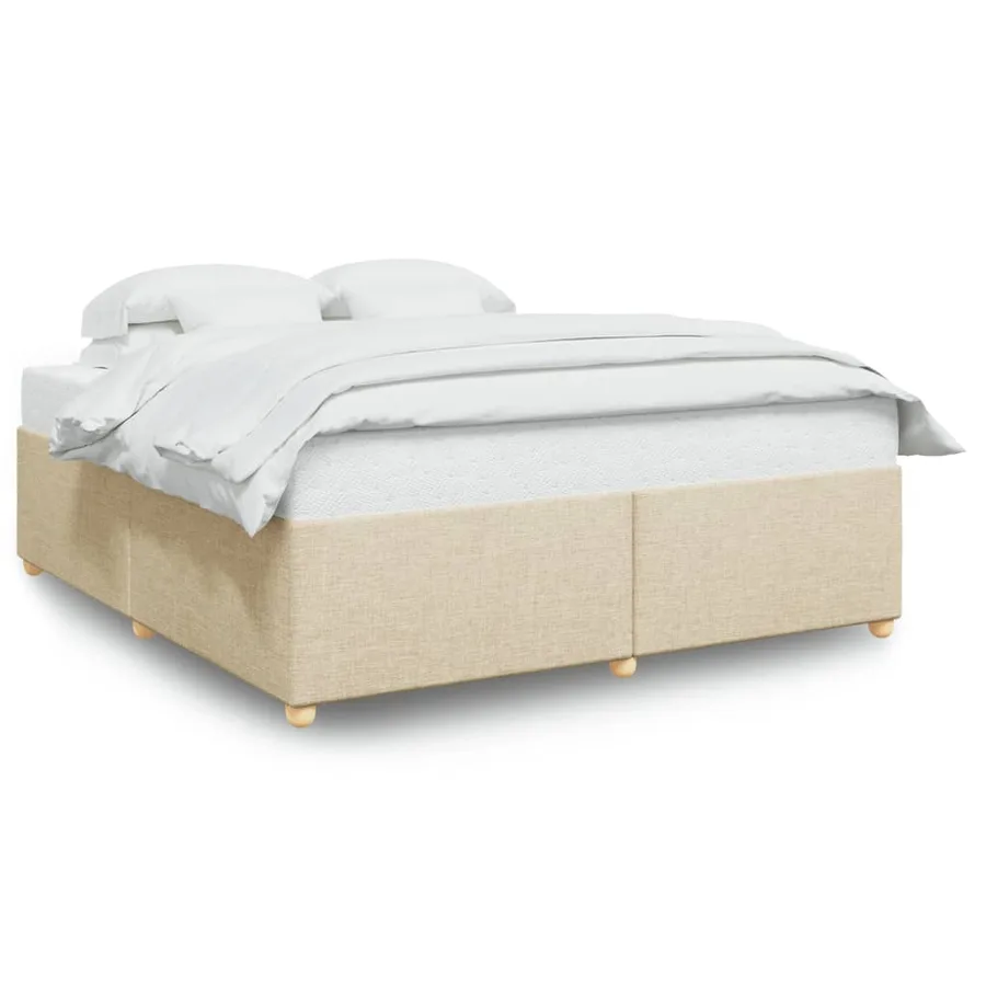 Cadre de lit sans matelas crème 180x200 cm tissu - 2