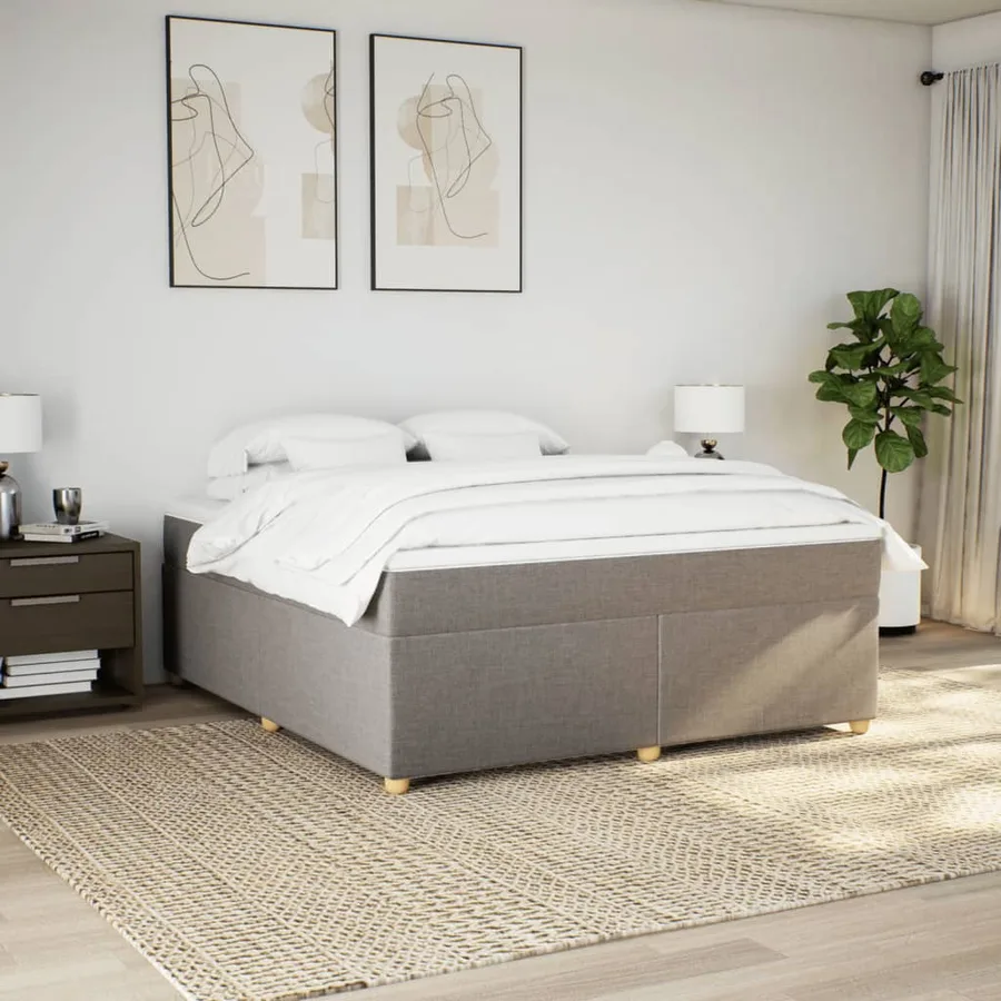 Sommier à lattes de lit avec matelas Taupe 180x200 cm Tissu - 3