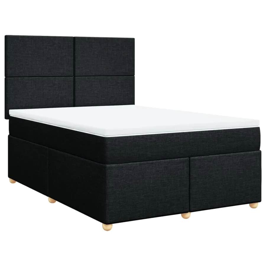 Sommier à lattes de lit avec matelas Noir 140x190 cm Tissu - 2