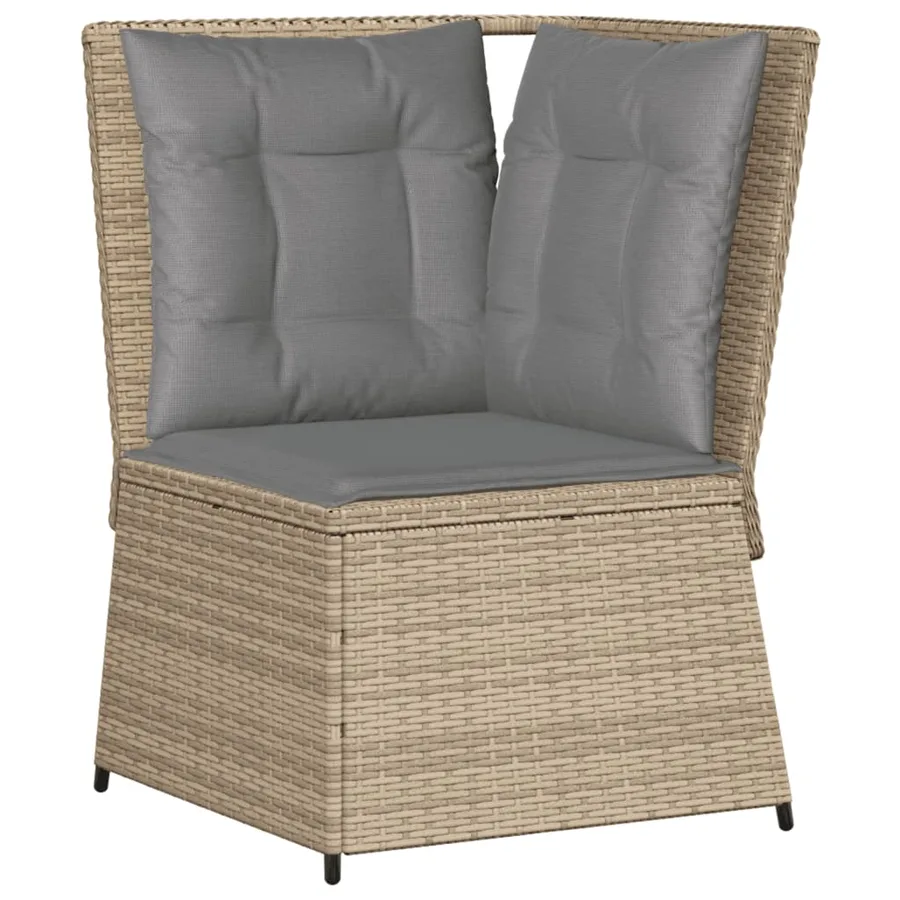 Salon de jardin avec coussins 5 pcs beige résine tressée - 5