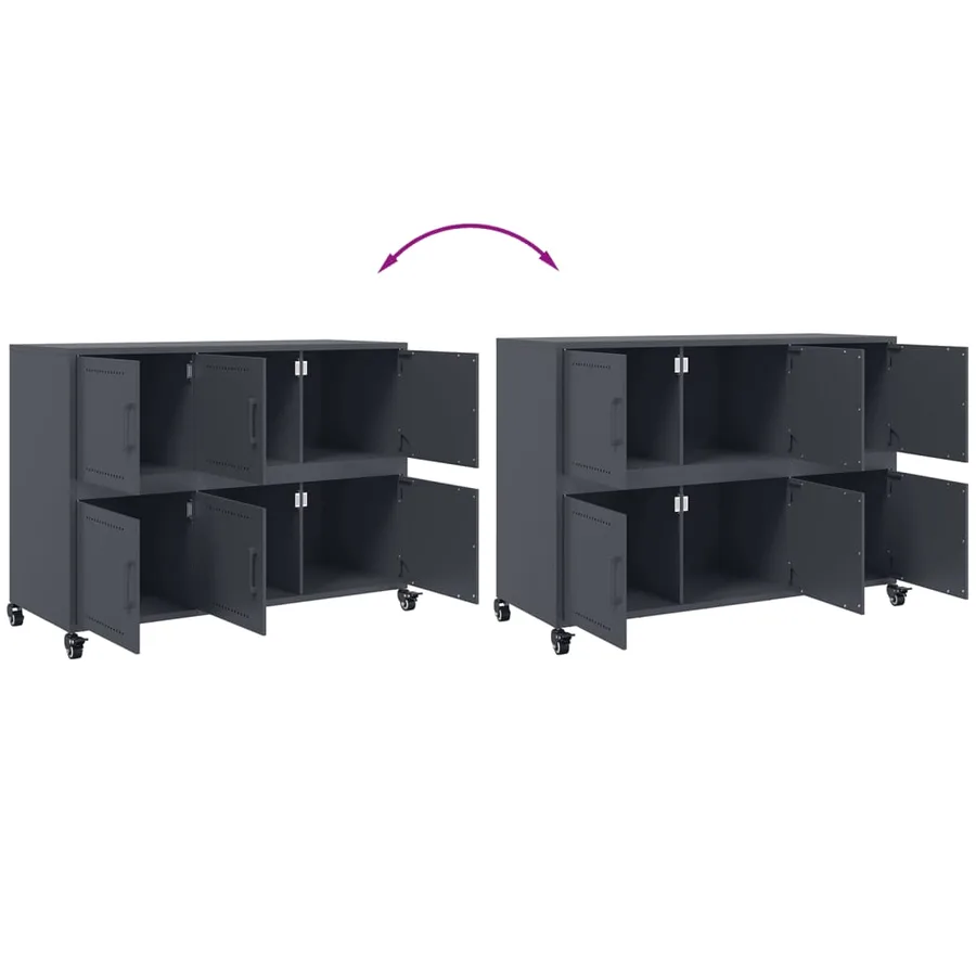 Buffet anthracite 100,5x39x72 cm acier - 10