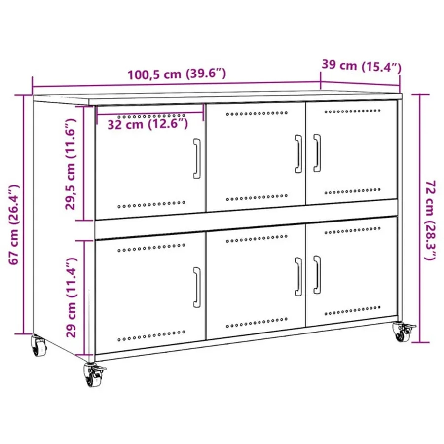 Buffet anthracite 100,5x39x72 cm acier - 14