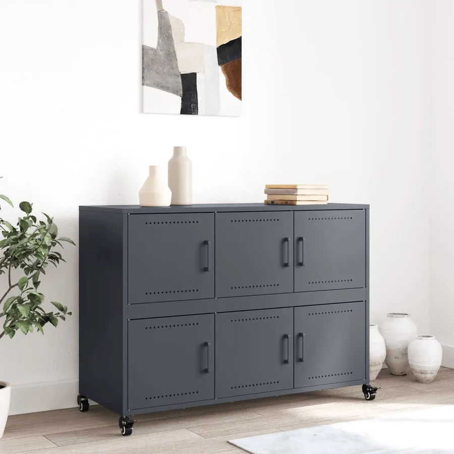 Buffet anthracite 100,5x39x72 cm acier - 3