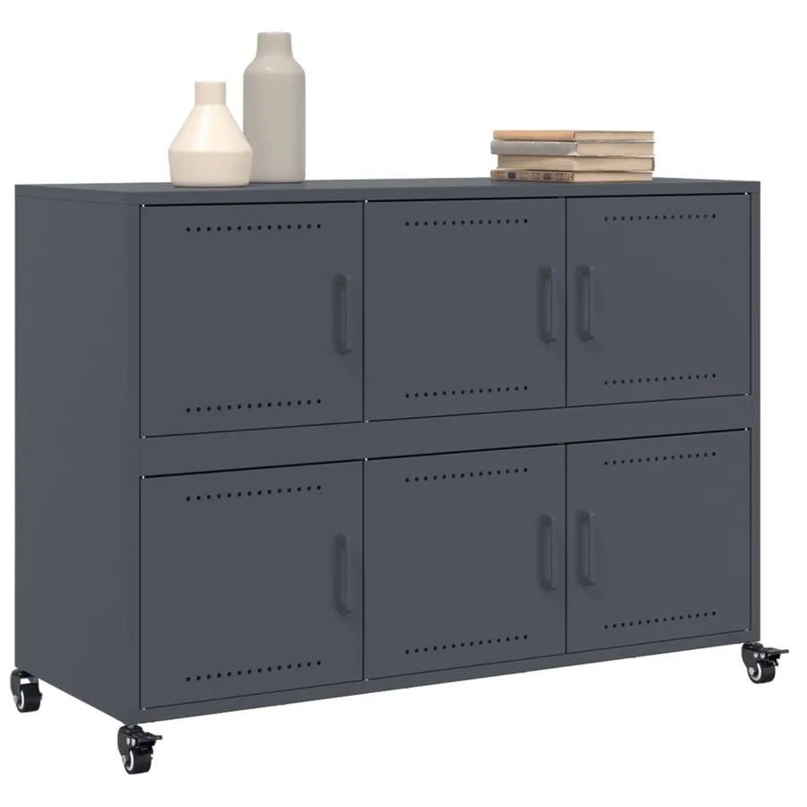 Buffet anthracite 100,5x39x72 cm acier - 4