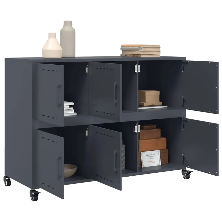Buffet anthracite 100,5x39x72 cm acier - 5