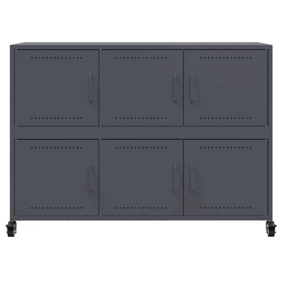 Buffet anthracite 100,5x39x72 cm acier - 6