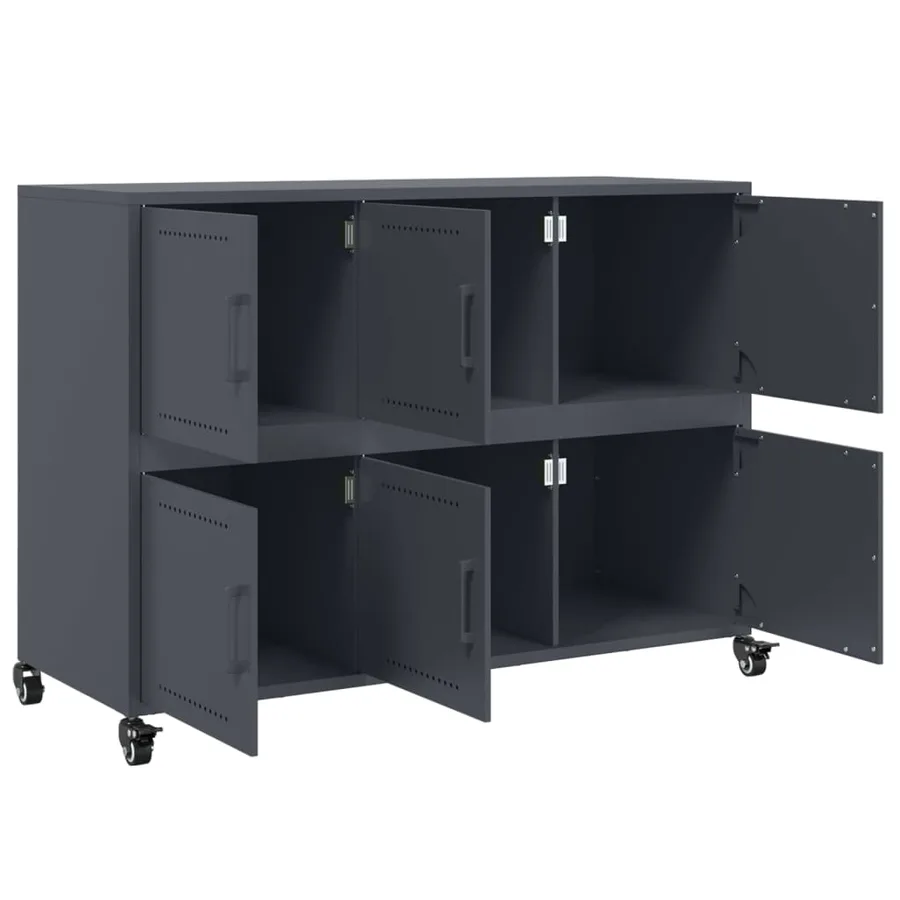 Buffet anthracite 100,5x39x72 cm acier - 9