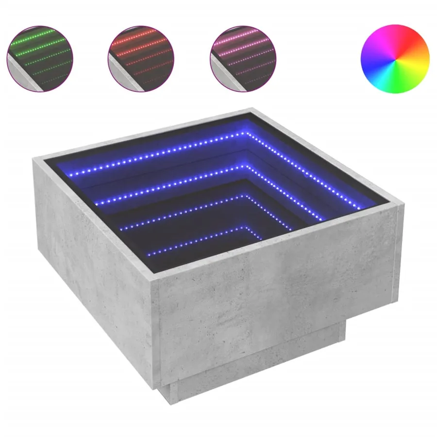 Table basse avec LED gris béton 50x50x30 cm bois d'ingénierie - 2