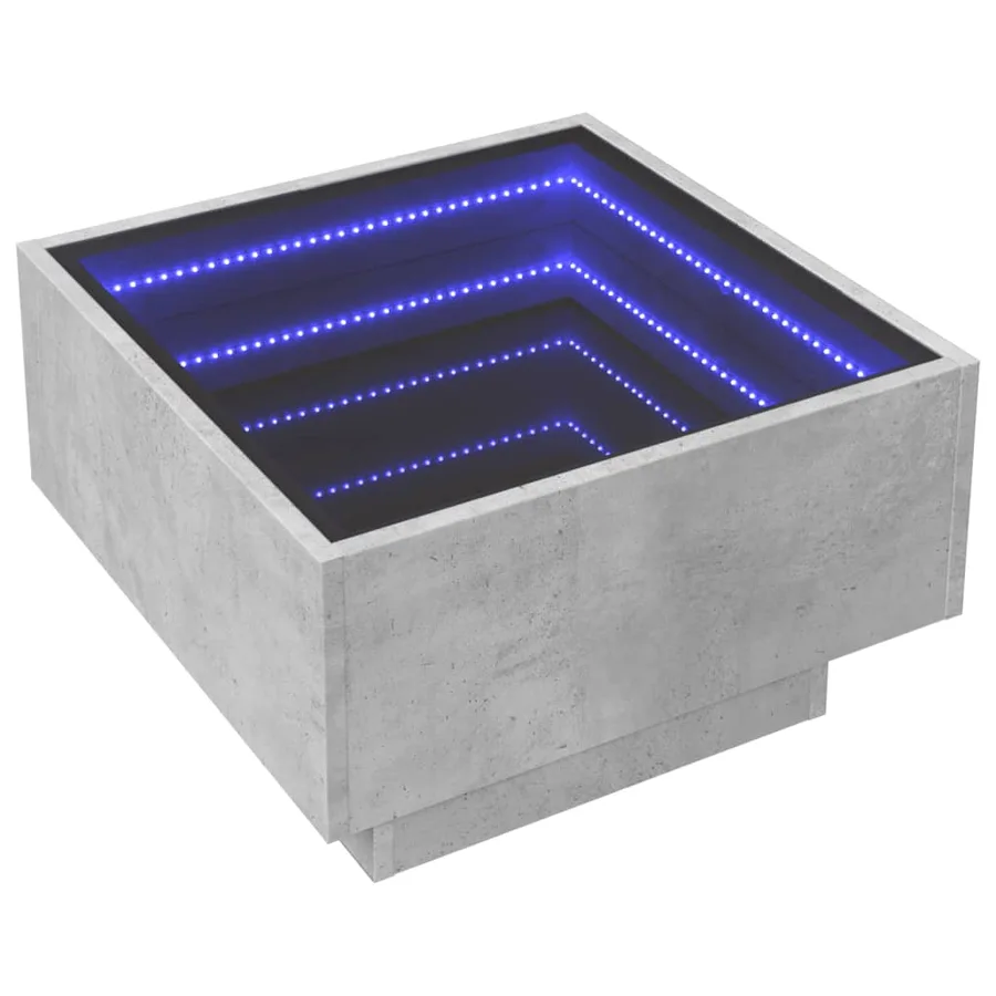 Table basse avec LED gris béton 50x50x30 cm bois d'ingénierie - 3