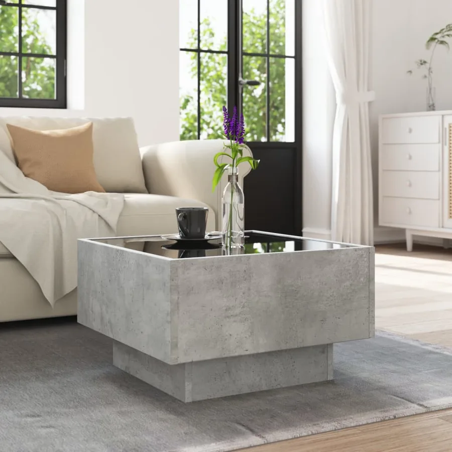 Table basse avec LED gris béton 50x50x30 cm bois d'ingénierie - 4