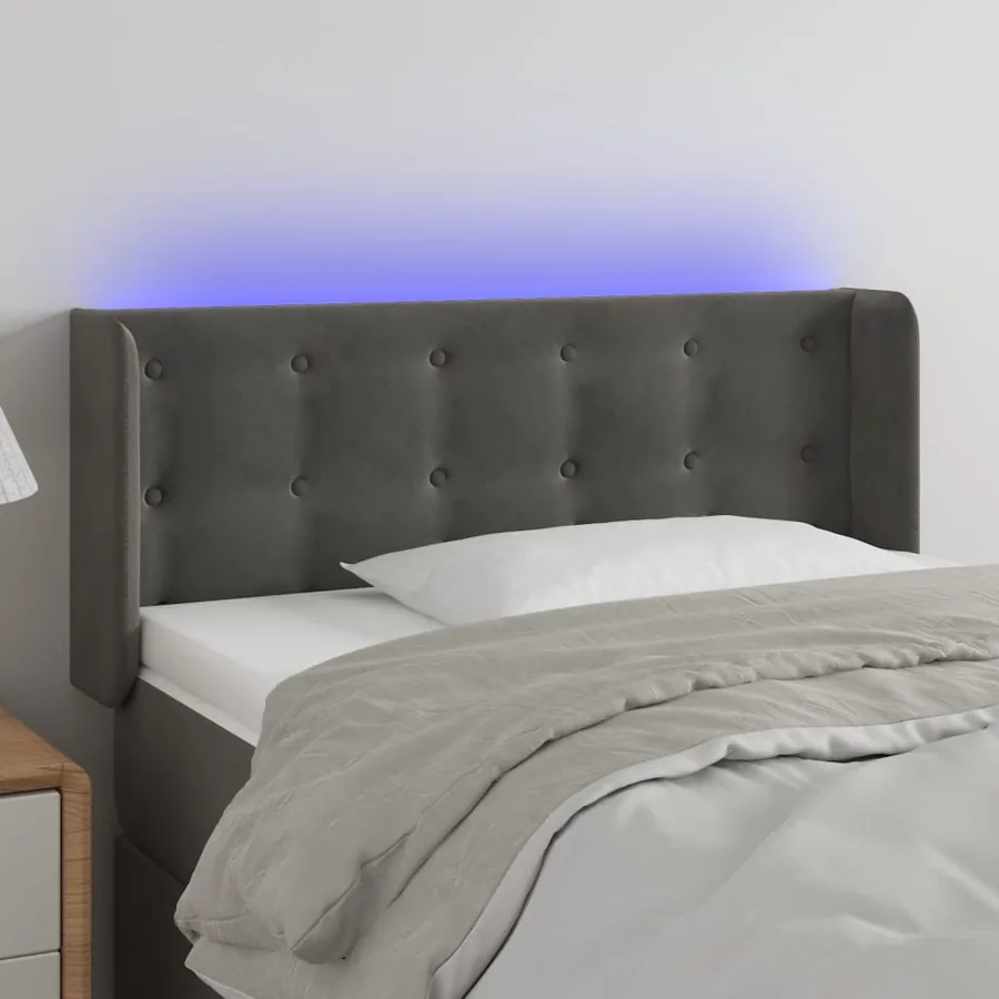 Tête de lit à LED Gris foncé 103x16x78/88 cm Velours