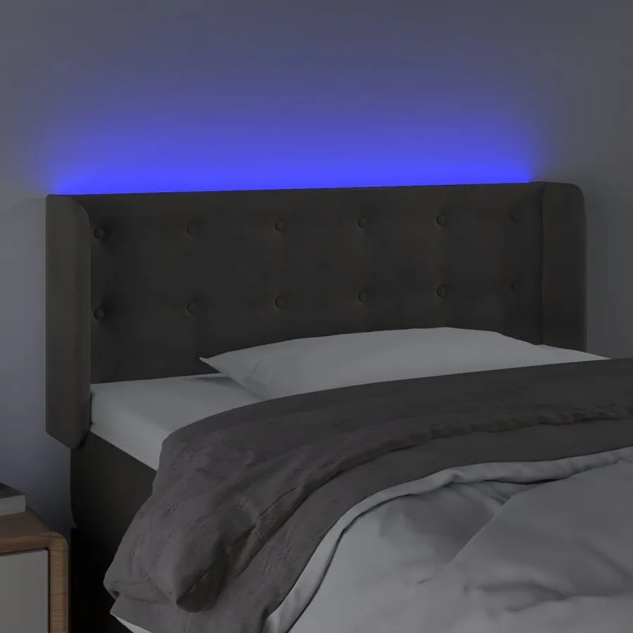 Tête de lit à LED Gris foncé 103x16x78/88 cm Velours - 4