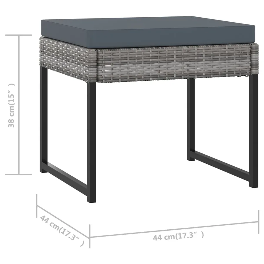 Ensemble à manger de jardin coussins 9pcs Résine tressée Gris - 15