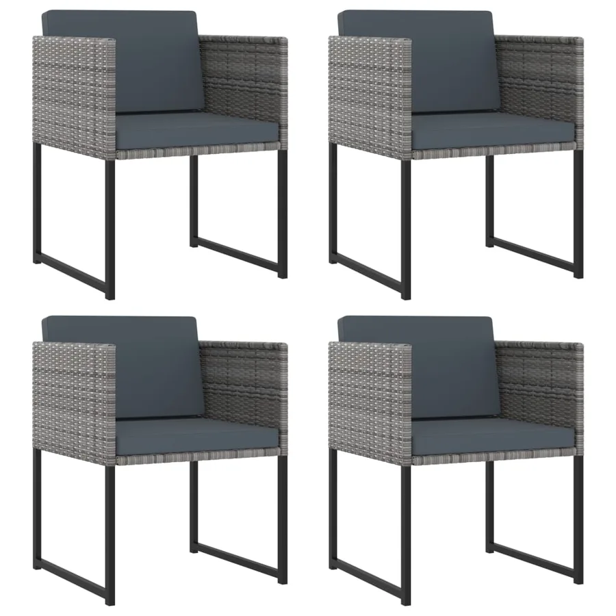 Ensemble à manger de jardin coussins 9pcs Résine tressée Gris - 2
