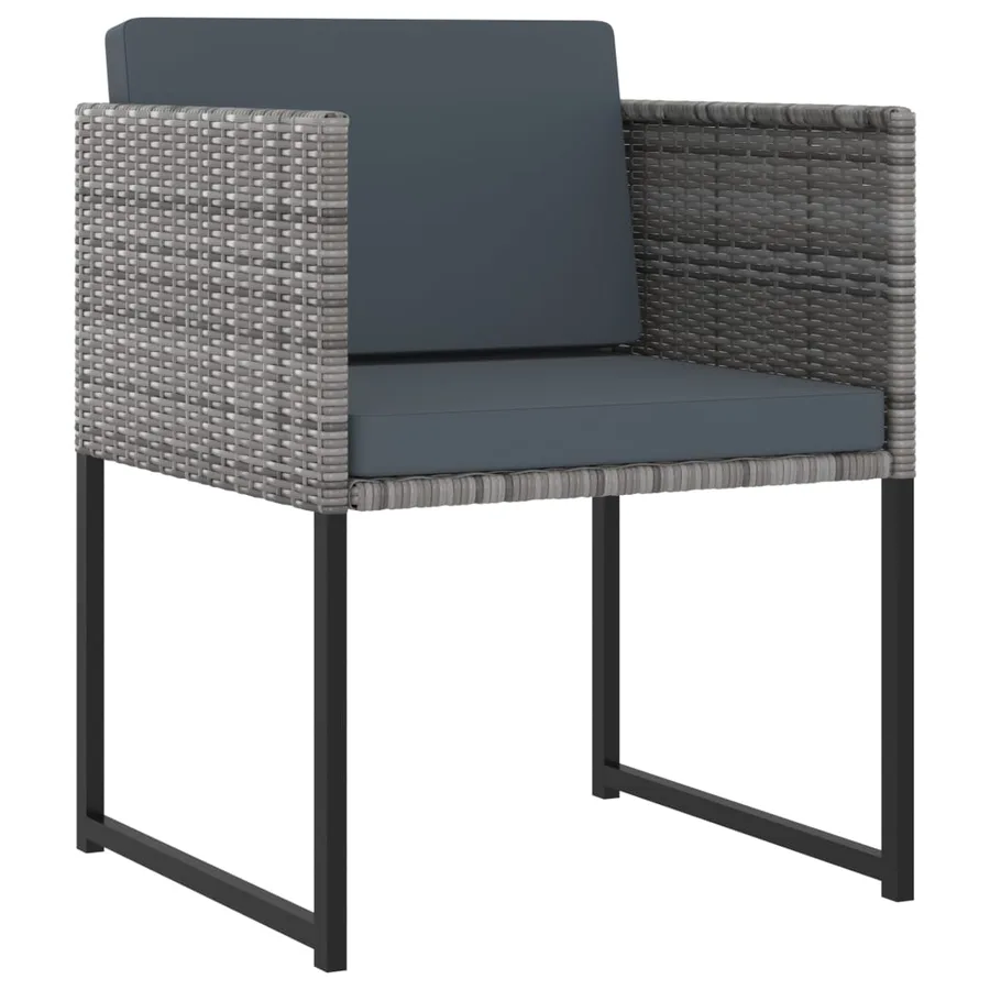 Ensemble à manger de jardin coussins 9pcs Résine tressée Gris - 3