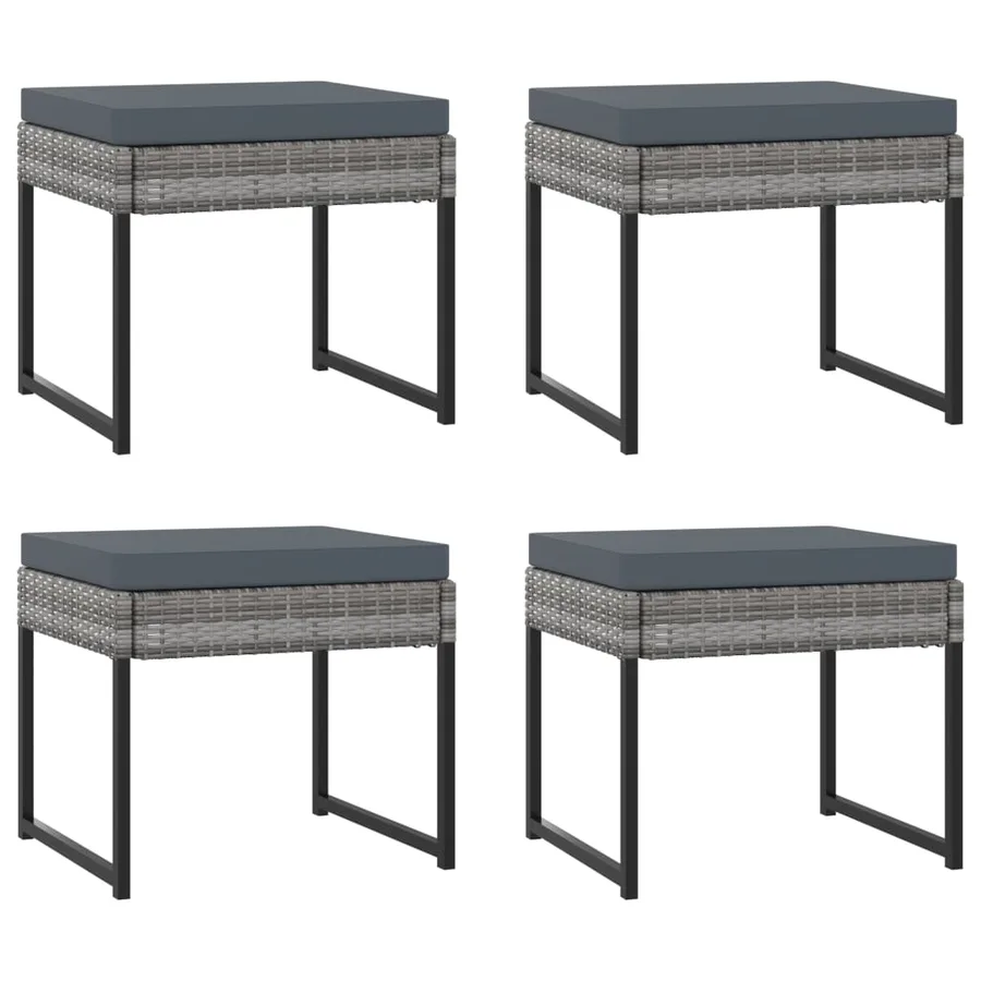 Ensemble à manger de jardin coussins 9pcs Résine tressée Gris - 6