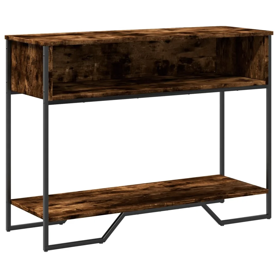 Table console chêne fumé 100x35x74,5 cm bois d'ingénierie - 2