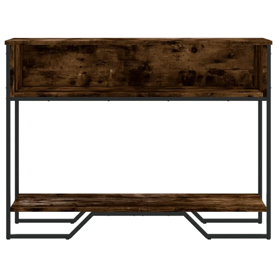 Table console chêne fumé 100x35x74,5 cm bois d'ingénierie - 4