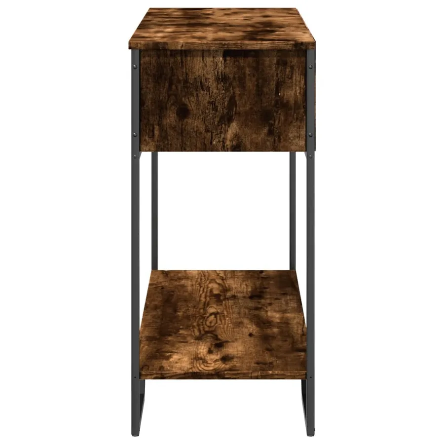 Table console chêne fumé 100x35x74,5 cm bois d'ingénierie - 5