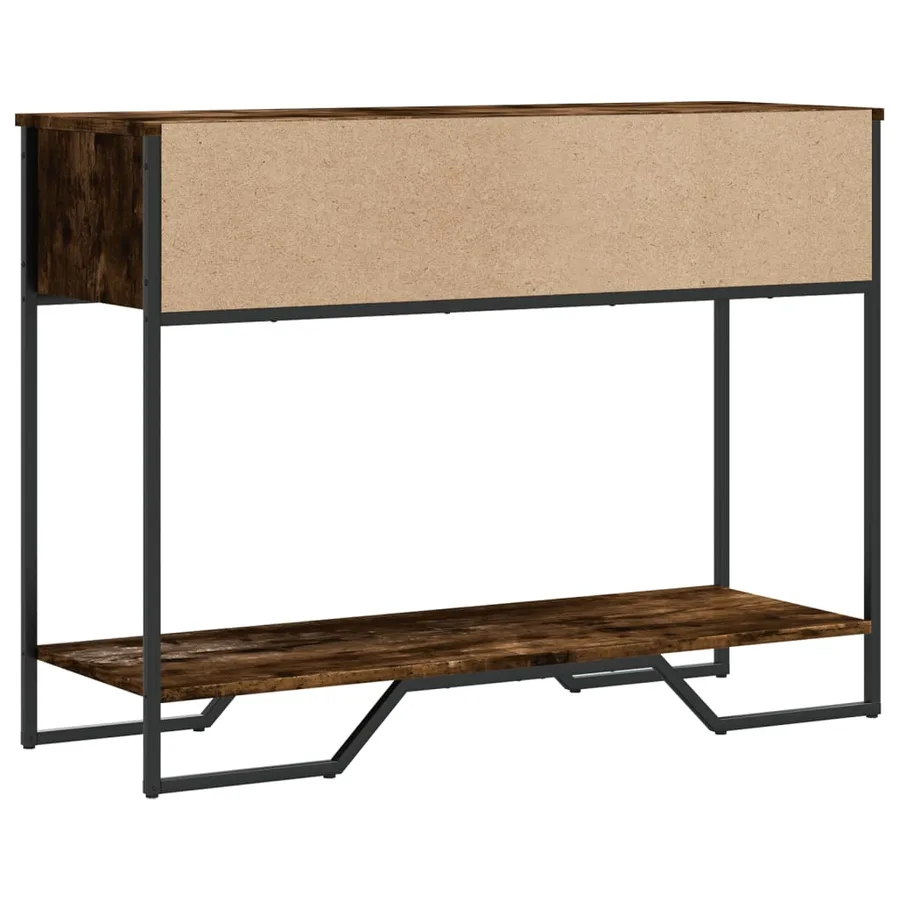 Table console chêne fumé 100x35x74,5 cm bois d'ingénierie - 6