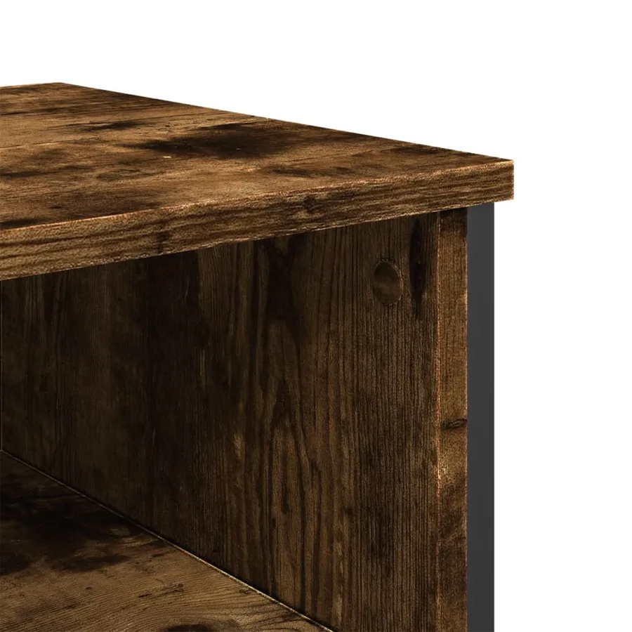 Table console chêne fumé 100x35x74,5 cm bois d'ingénierie - 7