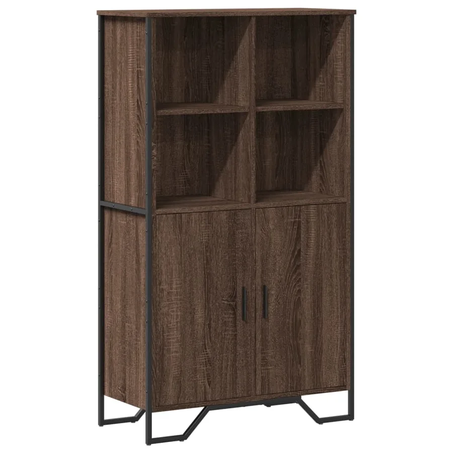 Buffet haut chêne marron 79,5x35,5x137,5 cm bois d'ingénierie - 2