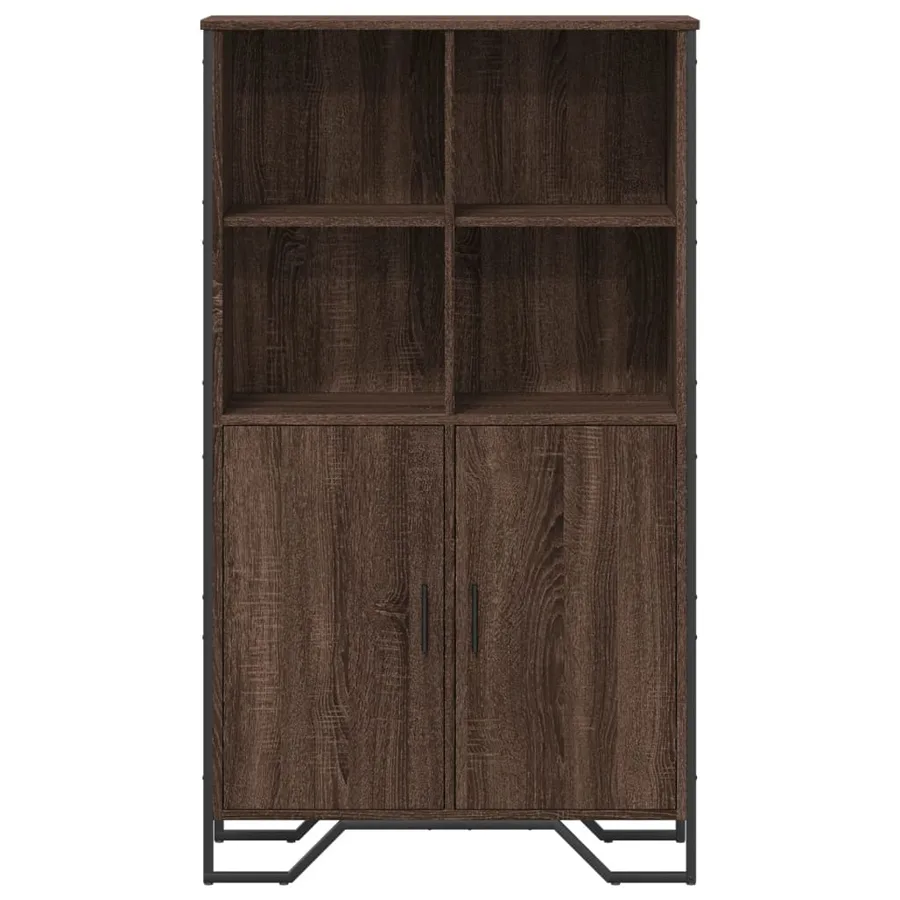 Buffet haut chêne marron 79,5x35,5x137,5 cm bois d'ingénierie - 4