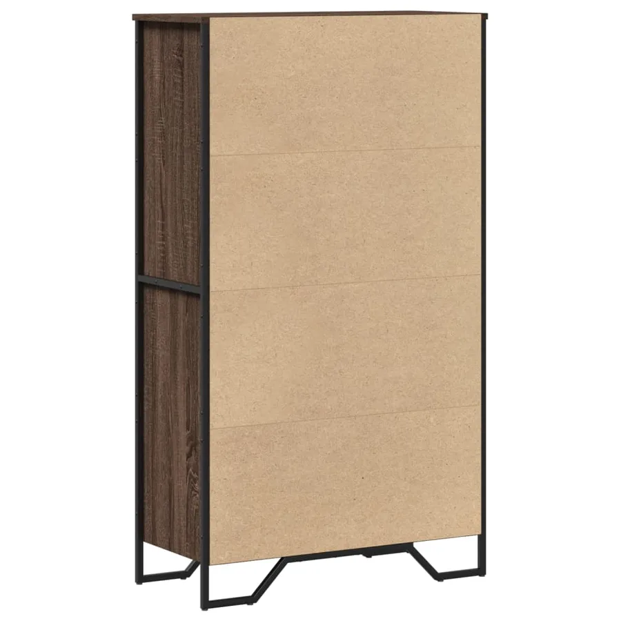 Buffet haut chêne marron 79,5x35,5x137,5 cm bois d'ingénierie - 6