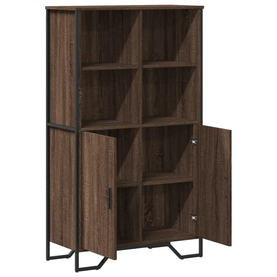 Buffet haut chêne marron 79,5x35,5x137,5 cm bois d'ingénierie - 8