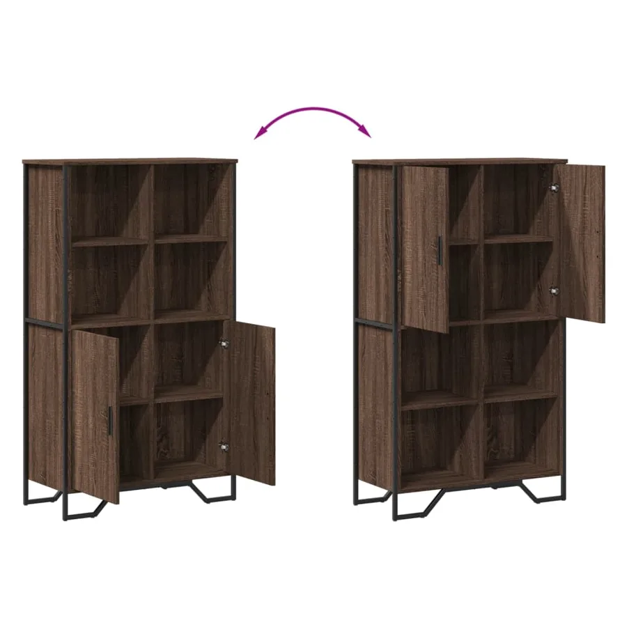 Buffet haut chêne marron 79,5x35,5x137,5 cm bois d'ingénierie - 9