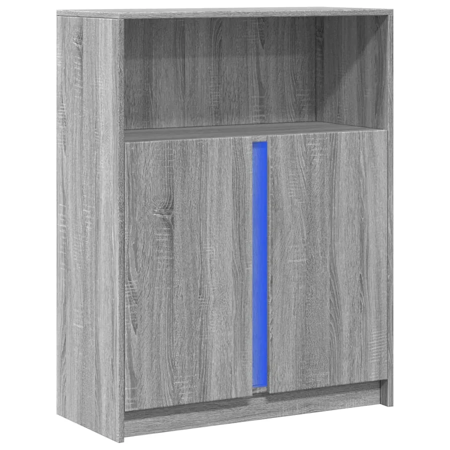 Buffet avec LED sonoma gris 77x34x100 cm bois d'ingénierie - 3
