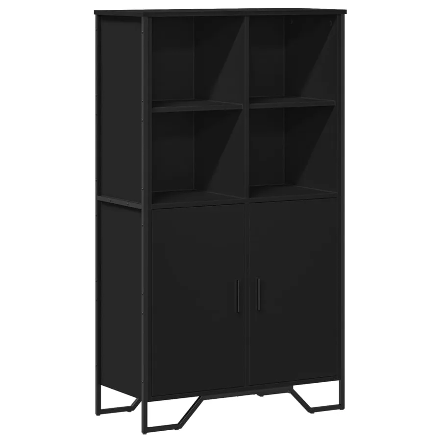Buffet haut noir 79,5x35,5x137,5 cm bois d'ingénierie - 2