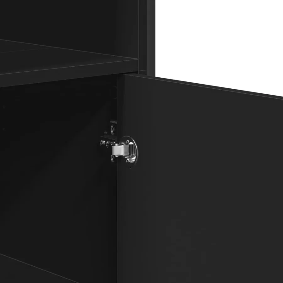 Buffet haut noir 79,5x35,5x137,5 cm bois d'ingénierie - 7