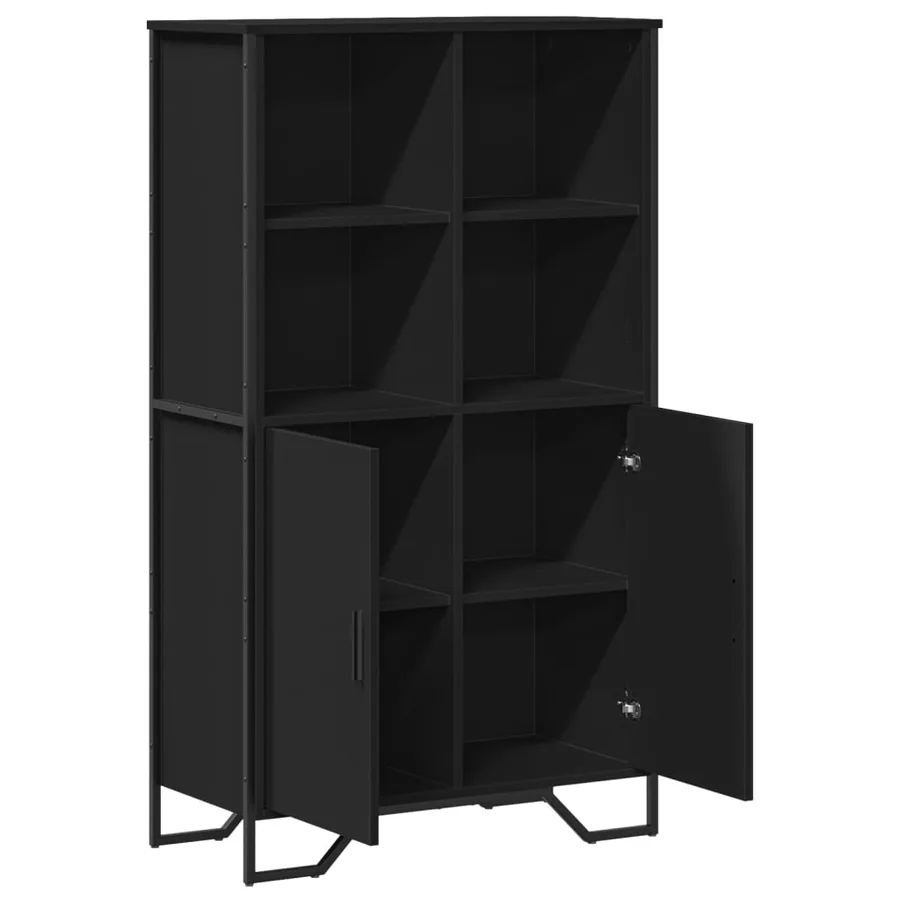 Buffet haut noir 79,5x35,5x137,5 cm bois d'ingénierie - 8