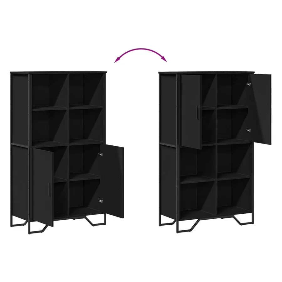 Buffet haut noir 79,5x35,5x137,5 cm bois d'ingénierie - 9