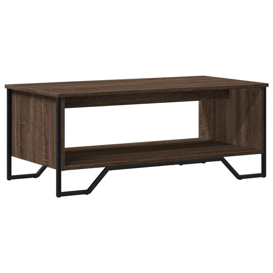 Table basse chêne marron 100x51x40 cm bois d'ingénierie - 2