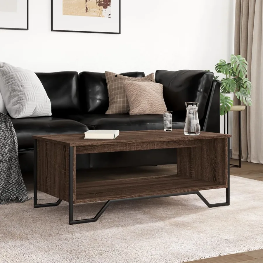 Table basse chêne marron 100x51x40 cm bois d'ingénierie - 3