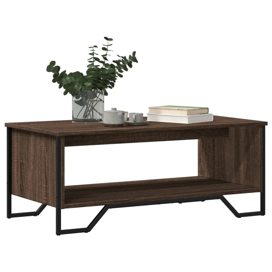 Table basse chêne marron 100x51x40 cm bois d'ingénierie - 4