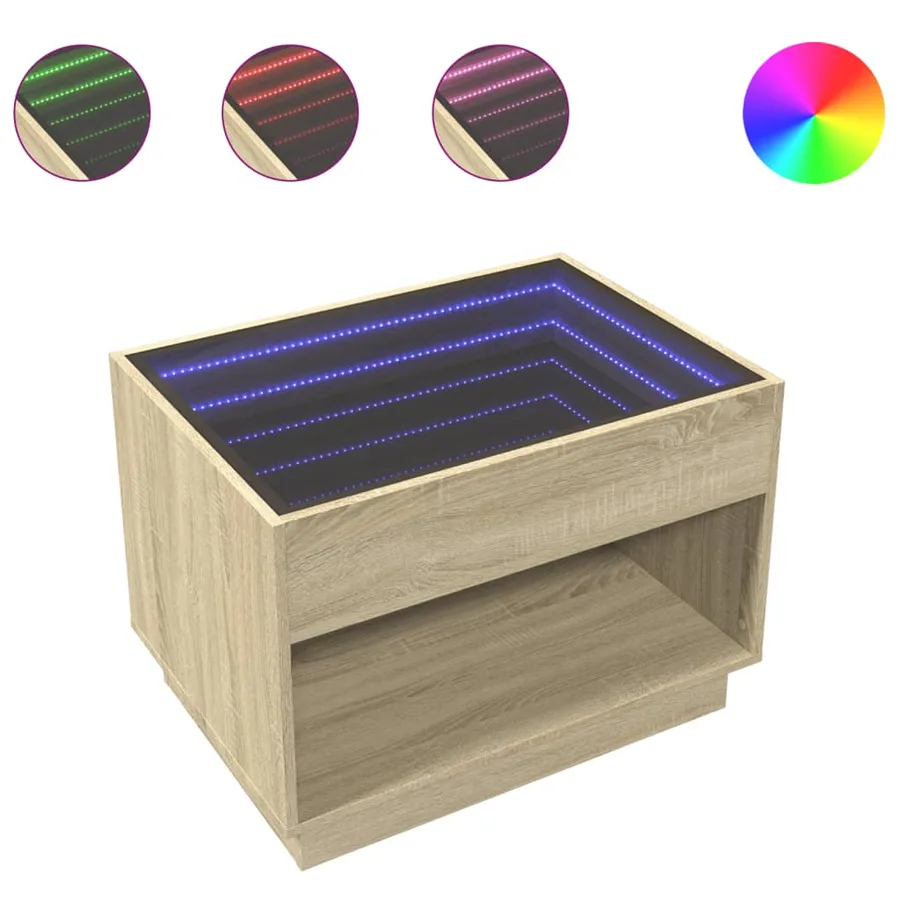 Table basse avec LED infini chêne sonoma 70x50x50 cm - 2