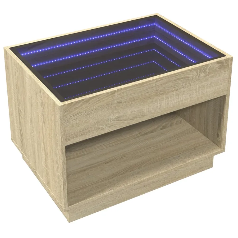Table basse avec LED infini chêne sonoma 70x50x50 cm - 5