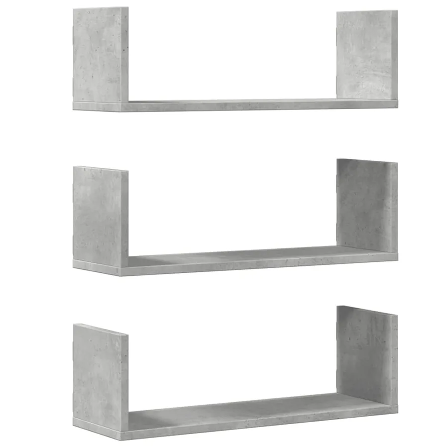 Étagères murales 3 pcs gris béton 58x18x18 cm bois d'ingénierie - 2