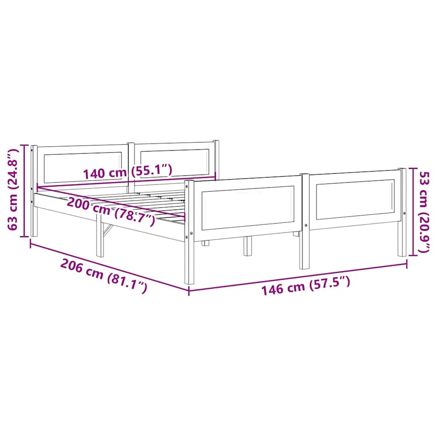 Cadre de lit sans matelas bois massif de pin blanc 140x200 cm - 6