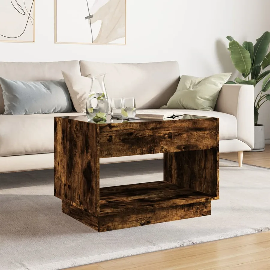 Table basse avec LED infini chêne fumé 70x50x50 cm - 3